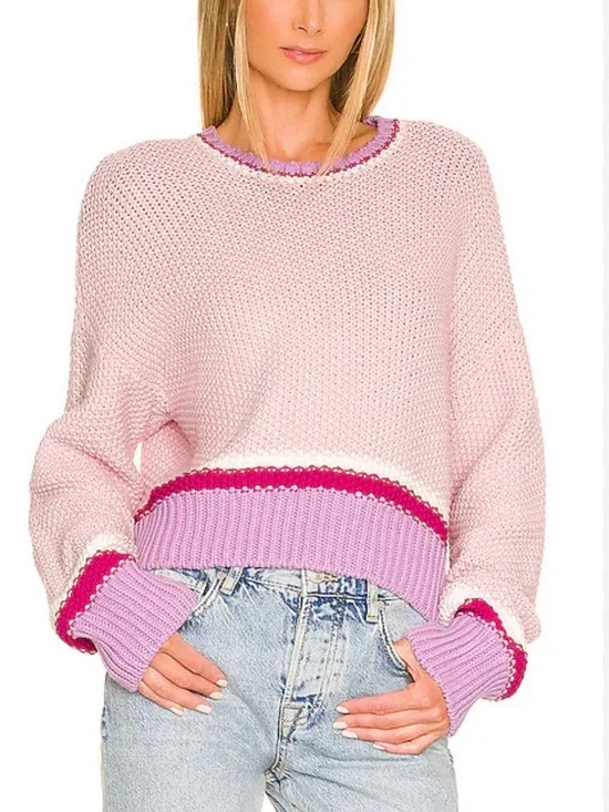 SHOW ME YOUR MUMU WOMENS ONLY ONE SWEATER COTTON PINK PURPLE KNIT MEDIUM - Picture 6 of 6